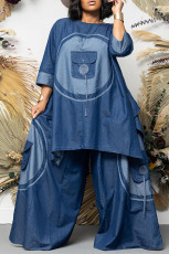 SC Fashion Loose Color Block Pocket Two Piece Pants Set QYXZ-9151
