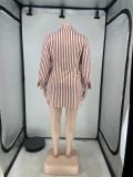 SC Plus Size Stripe Long Sleeve Shirt Dress ZNF-189