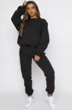 SC Solid Color O Neck Plush Sweatshirt Two Piece Pants Set ME-8453