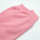 SC Solid Color O Neck Plush Sweatshirt Two Piece Pants Set ME-8453