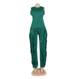 SC Solid Color Sleeveless Tops And Tassel Pants 2 Piece Set AIL-AL220