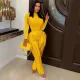 SC Sleeveless Solid Color Bodysuit And Tassel Pants 2 Piece Set AIL-AL223