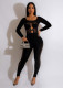 SC Long Sleeve Hollow Out Sexy Nightclub Jumpsuit ME-8449