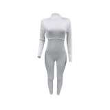 SC Plus Size Fashion Solid Color Long Sleeve Tight Jumpsuit AMLF-2005