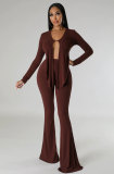 SC Solid Color Irregular Tops And Pants 2 Piece Set XHXF-8686