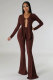 SC Solid Color Irregular Tops And Pants 2 Piece Set XHXF-8686