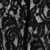 SC Plus Size See-through Lace Split Feather Wrap Chest Midi Dress NY-10630