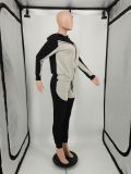SC Plus Size Sports Patchwork Zipper Hooded Coat And Pants Set YIM-YM225