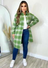 SC Plus Size Casual Lapel Plaid Print Long Coat CY-6159