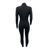 SC Plus Size Fashion Solid Color Long Sleeve Tight Jumpsuit AMLF-2005