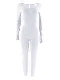 SC Solid Color Slim Long Sleeve Jumpsuit YH-5345