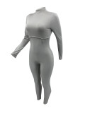 SC Plus Size Fashion Solid Color Long Sleeve Tight Jumpsuit AMLF-2005