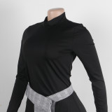 SC Plus Size Fashion Plaid Patchwork Split Long Skirt Two Piece Set NY-10608