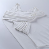 SC Knitted White One Shoulder Long Sleeve Bodysuit FL-SY21306