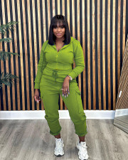 SC Solid Color Padded Sweatshirt Pants Two Piece Set OLYF-6138