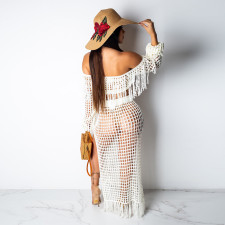 SC Hollow Out Mesh Tassel See Through Two Piece Set ONY-3554
