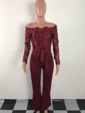 SC Plus Size One Shoulder Embroidery Wide Leg Jumpsuit OSM-3227