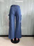 SC Fashion Multi-Pocket Wide Leg Jeans LX-6016