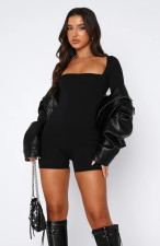 SC Black Long Sleeve Slim Jumpsuit HNIF-2342
