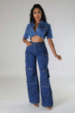 SC Fashion Multi-Pocket Wide Leg Jeans LX-6016