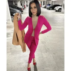 SC Casual Solid Color Blazer Two Piece Pants Set CH-23105