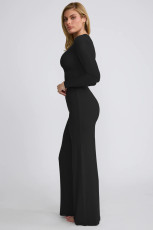 SC Solid Color Long Sleeve Wide Leg Pants 2 Piece Set MZ-2825