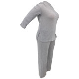 SC Plus Size Loose Sweater Two Piece Pants Set CYAO-81065