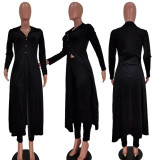 SC Velvet Long Coat And Pants Two Piece Suits YIDF-81345