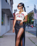 SC Fashion Slim High Split PU Leather Skirt OD-8617
