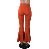 SC Plus Size Solid Color Casual Flared Tight Pants YN-MN009