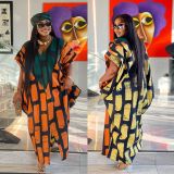 SC Plus Size Patchwork Contrast Color Maxi Dress NY-10651