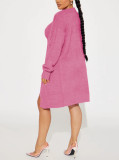 SC Solid Color Knit Mini Dress And Long Cardigan 2 Piece Set CQ-213