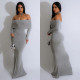 SC Sexy One Shoulder Solid Color Maxi Dress BY-6752