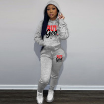 SC Plus Size Letter Print Hoodies And Pants Sport Two Piece Set GDNF-N8999B63
