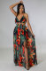 SC Sexy Halter Blackless Split Print Dress XHXF-290