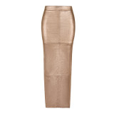 SC Solid High Waist Split Long Skirt GBTF-7662SG