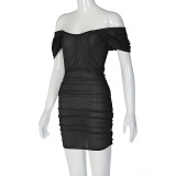 SC One Shoulder Solid Slim Mini Dress GKLK-D1B7164