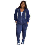 SC Plus Size Casual Solid Color Two Piece Pants Set XHSY-AT19135