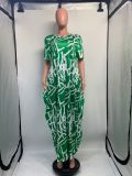 SC Plus Size Print Short Sleeve Loose Maxi Dress GDNY-D2197