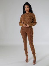 SC Vintage Knit Lozenge Sweater Two Piece Pant Set CH-23111