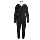 SC Plush Hooded Long Sleeve Pants Warm Home Jumpsuit TE-4655