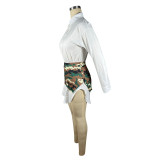 SC White Shirt Dress And Camouflage Short Skirt 2 Piece Set TE-4656