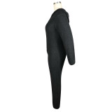 SC Plush Hooded Long Sleeve Pants Warm Home Jumpsuit TE-4655
