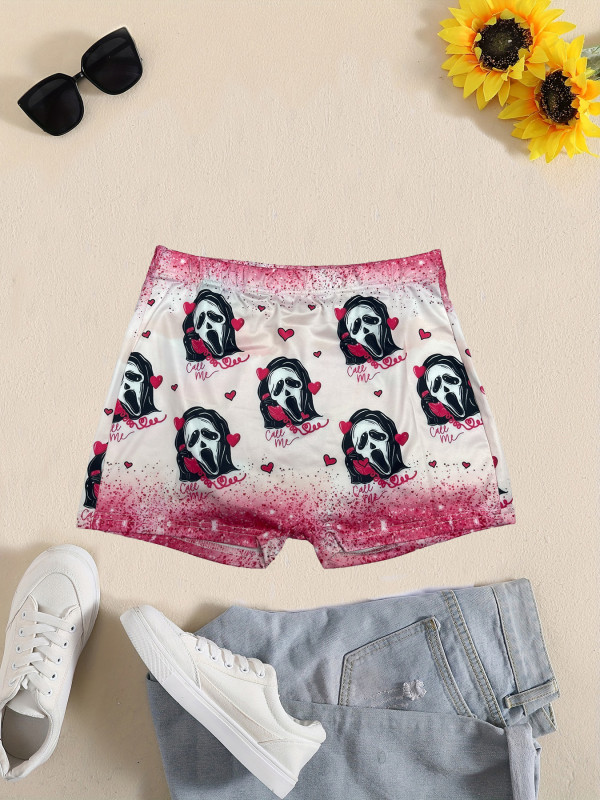 SC Sexy Skull Letter Printed Skinny Shorts DAI-150