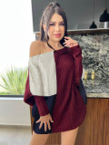 SC Casual Knits Color Block Sweater Dress CY-1021
