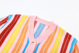 SC Contrast Color Knit Stripe Long Sleeve Loose Coat XEF-36216