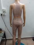 SC Fashion Patchwork Sleeveless Vest And Pants 2 Piece Set GBGF-2315