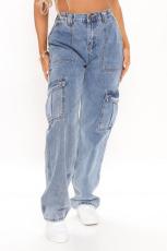 SC Fashion Multi-Pocket Wide Leg Jean GKNF-TSXL-9042