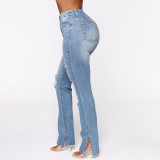 SC Washed Holes Split Jeans GKNF-MA-S007