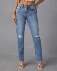SC Fashion Washed Denim Straight Jeans GKNF-TS-724